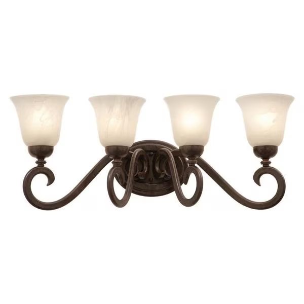 Four Light Tortoise Shell Antique Linen Glass Vanity, Kalco, Mfr#: 3544TO/1318